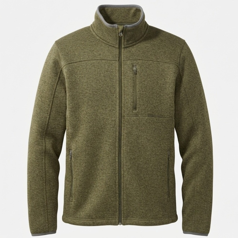 L.L.Bean Sweater Fleece Jacket Mens XL Green Full Zip Slightly Fitted 291673
